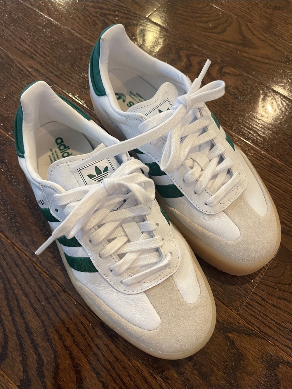 Adidas Samba OG White Green Gum Sole Sneakers Size 7.5 - Picture 3 of 7